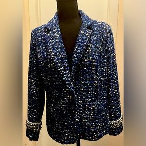 New - Joan Rivers Sparkling blue and white blazer. Never worn.
